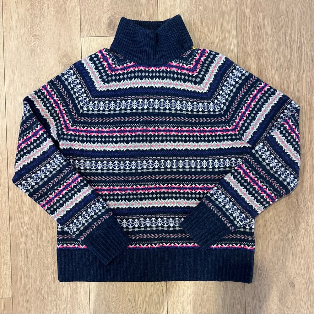 J.Crew 100% Wool Fair Isle Mockneck Sweater